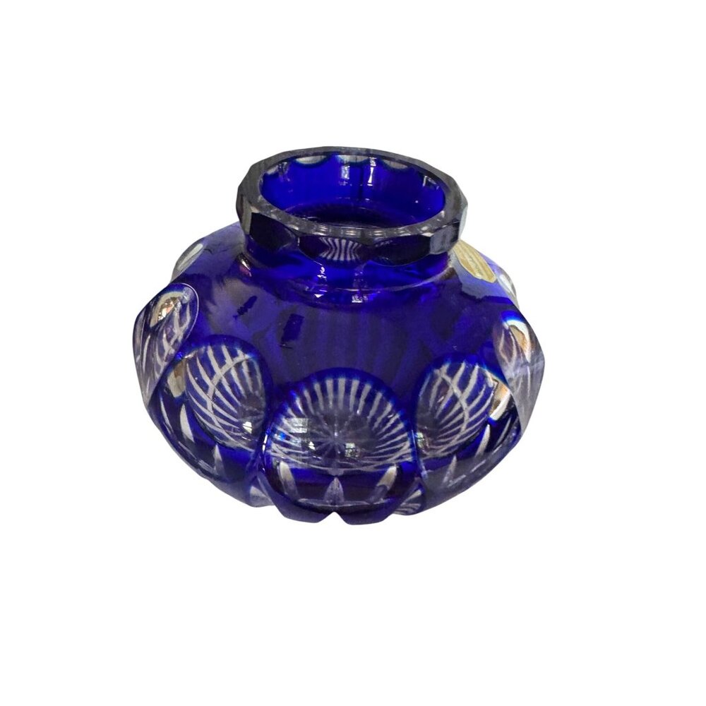 Cobalt Blue Crystal Bud Vase Intricate Cut Designs Bleikristall Wittelsbacher Ha